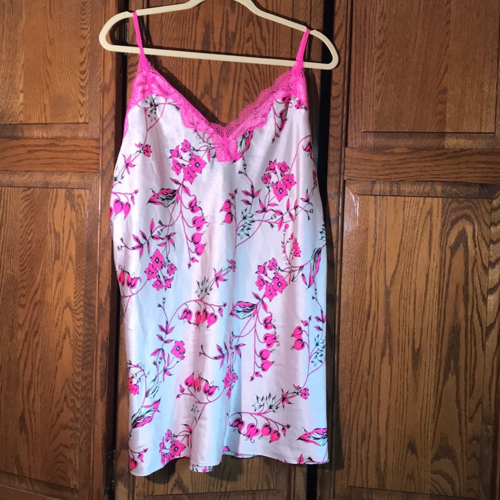 Victoria’s Secret satin pink floral night Slip